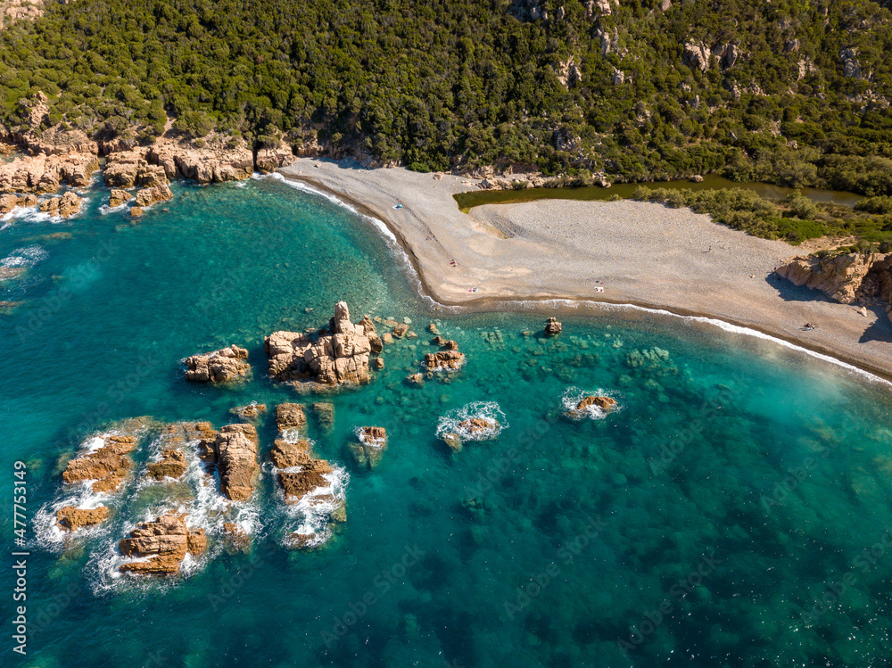 Drone view of Tinnari beach in the northwest of Sardinia