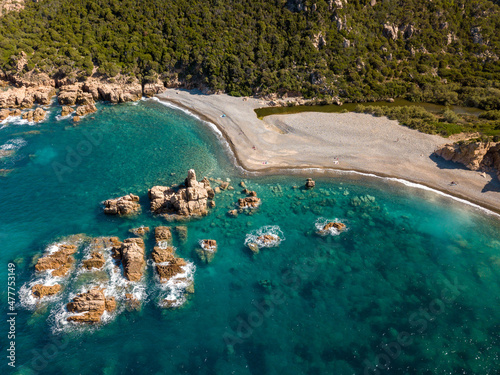 Drone view of Tinnari beach in the northwest of Sardinia
