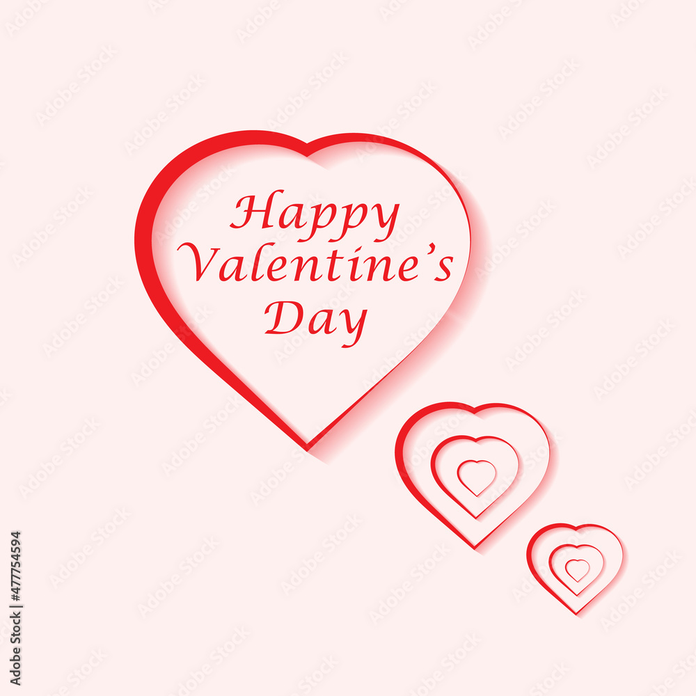 Simple happy valentines day celebration line art heart background with text space