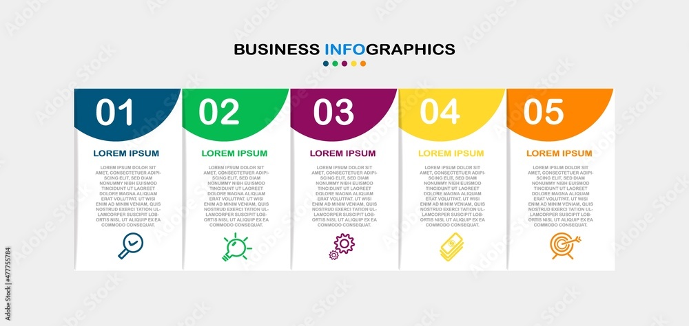 Business Infographic design template Vector with icons and 5 options or steps. Can be used for information, public, process diagram, presentations, workflow layout, banner,flow chart, info graph eps10