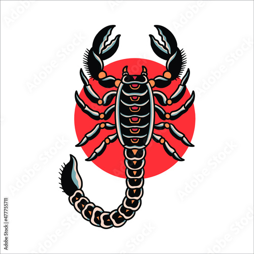 black scorpion tattoo vector design photo