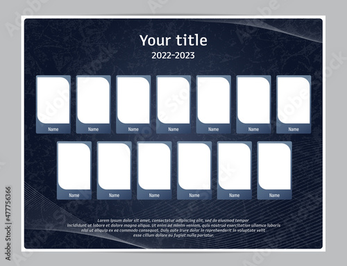 Photo frame mosaic collage  template on abstract dark blue background