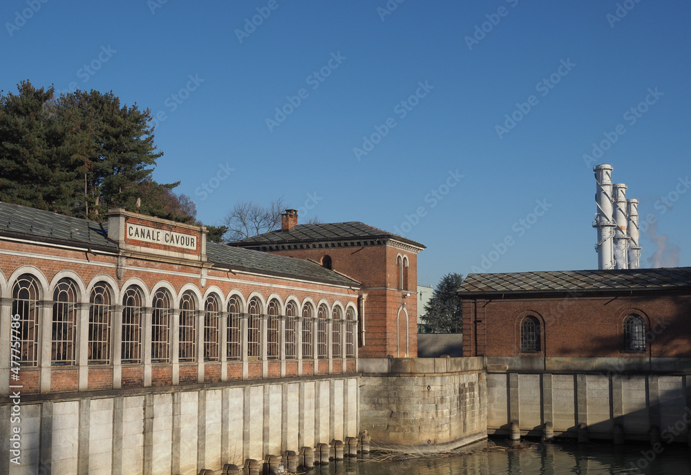 Building at the opening of Canale Cavour canal in Chivasso