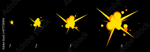 Explosion animation. Storyboard. Elements for games