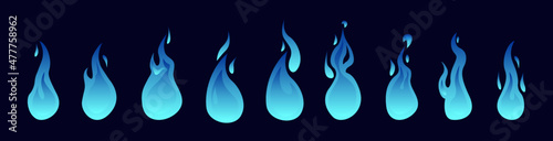Blue flame. Fire animation sprites photo