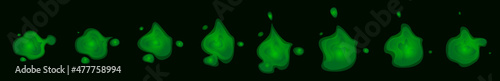 Sprite sheet of green liquid, slime stains, or alien blood. Looped animation for game or cartoon