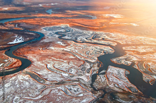 Autumn tundra from a bird's eye view. photo