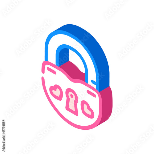 lock for love couple isometric icon vector. lock for love couple sign. isolated symbol illustration