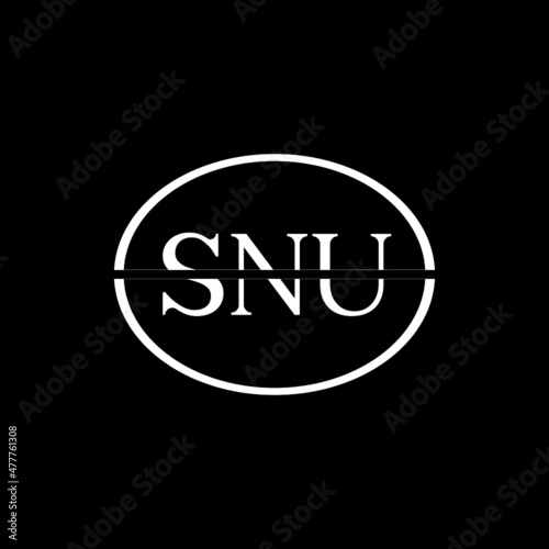 SNU letter logo design with black background in illustrator, vector logo modern alphabet font overlap style. calligraphy designs for logo, Poster, Invitation, etc.	