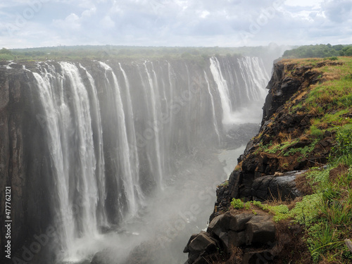 View of the Victoria Falls on the Zambezi River in Africa