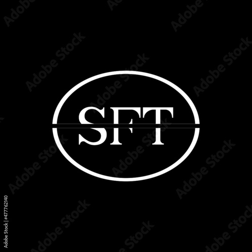 SFT letter logo design with black background in illustrator, vector logo modern alphabet font overlap style. calligraphy designs for logo, Poster, Invitation, etc.	 photo