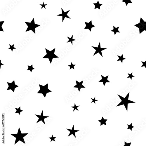 Stars seamless pattern. Star icons texture background. Starry sky and night design.