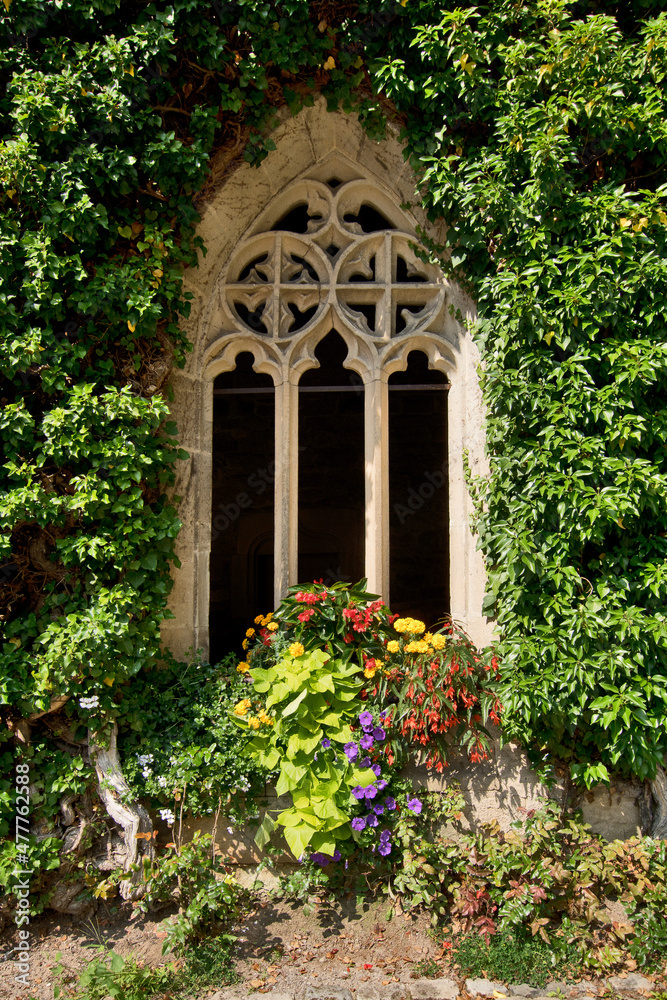 Bebenhausen Abbey (Kloster Bebenhausen), near Tuebingen, Baden-Württemberg, Germany: decorative gothic windows.