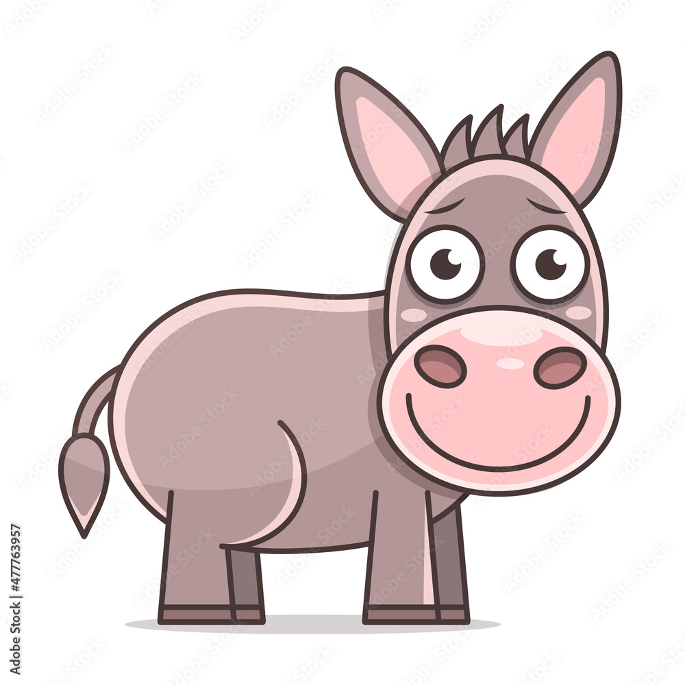 donkey cute illustration, donkey cartoon, donkey vector, donkey