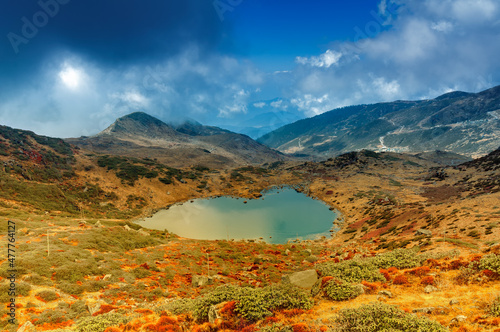 View of Kalapokhri lake, Sikkim, Himalayan mountain range, Sikkim - It is one of beautiful remote placed lakes of Sikkim. photo