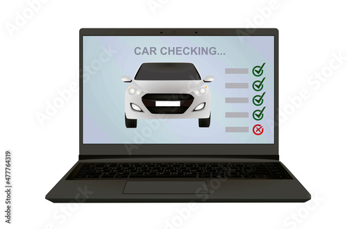 Computer car checking. vector illustration