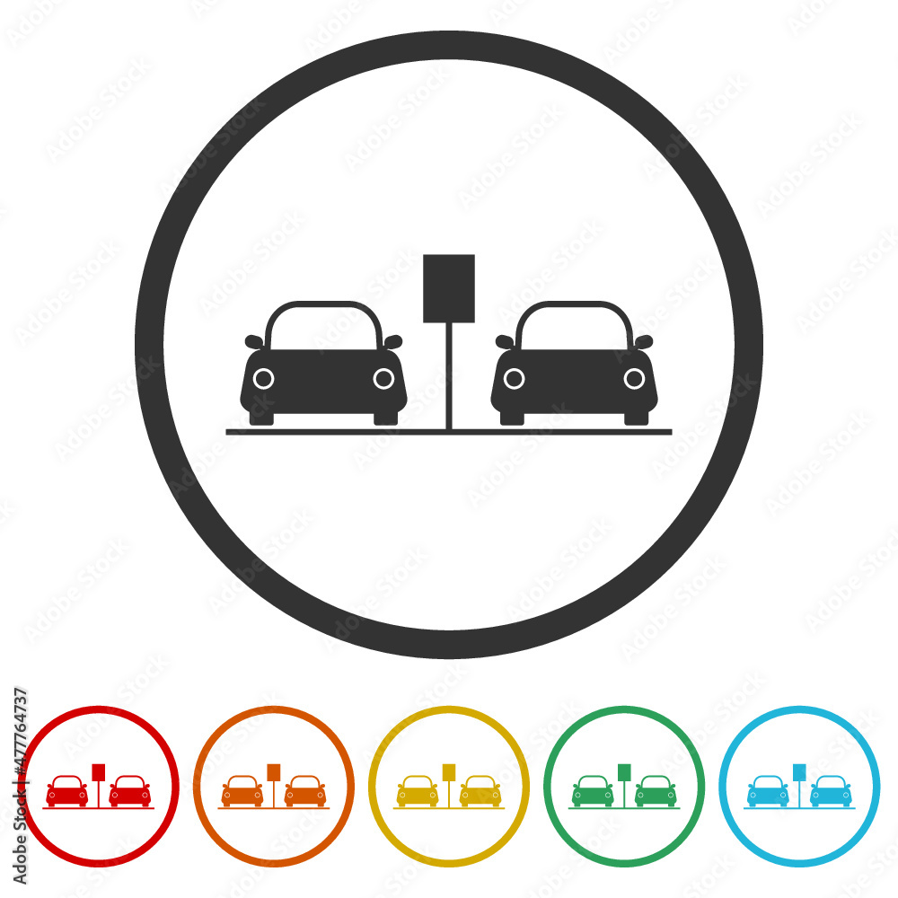 Car parking icon isolated on white background, color set Car parking icon isolated on white background, color set