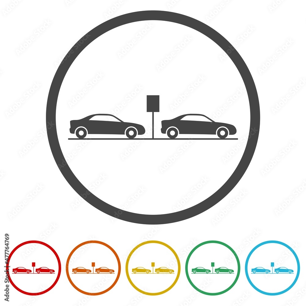 Car parking icon isolated on white background, color set Car parking icon isolated on white background, color set