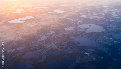 Aerial view of City of Orlando in the morning 