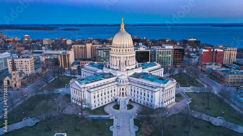 Wisconsin State Capitol Building (Downtown Madison, WI) Aerial Drone Photography