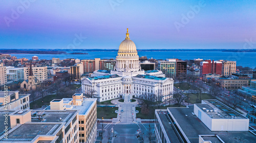 Wisconsin State Capitol Building (Downtown Madison, WI) Aerial Drone Photography photo