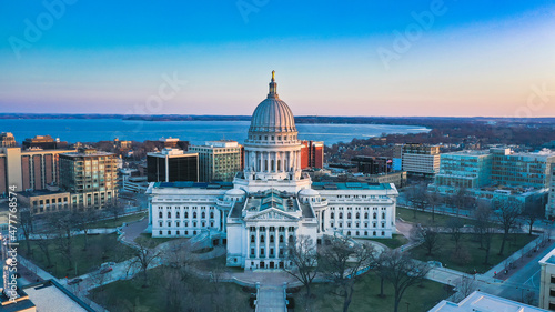 Wisconsin State Capitol Building (Downtown Madison, WI) Aerial Drone Photography