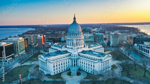 Wisconsin State Capitol Building (Downtown Madison, WI) Aerial Drone Photography photo