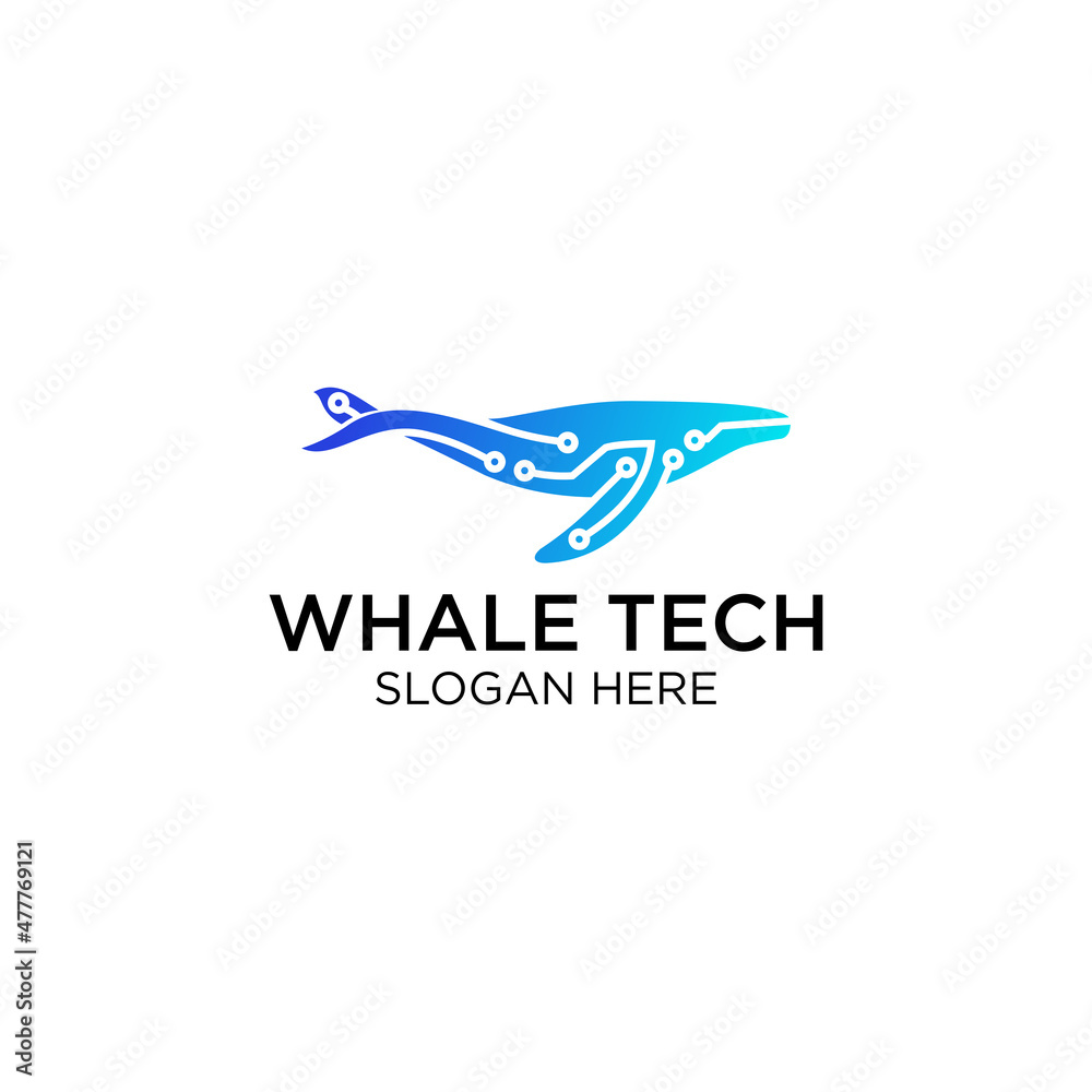 Whale Circuit Technology Logo Design Whale Circuit Technology Logo Design