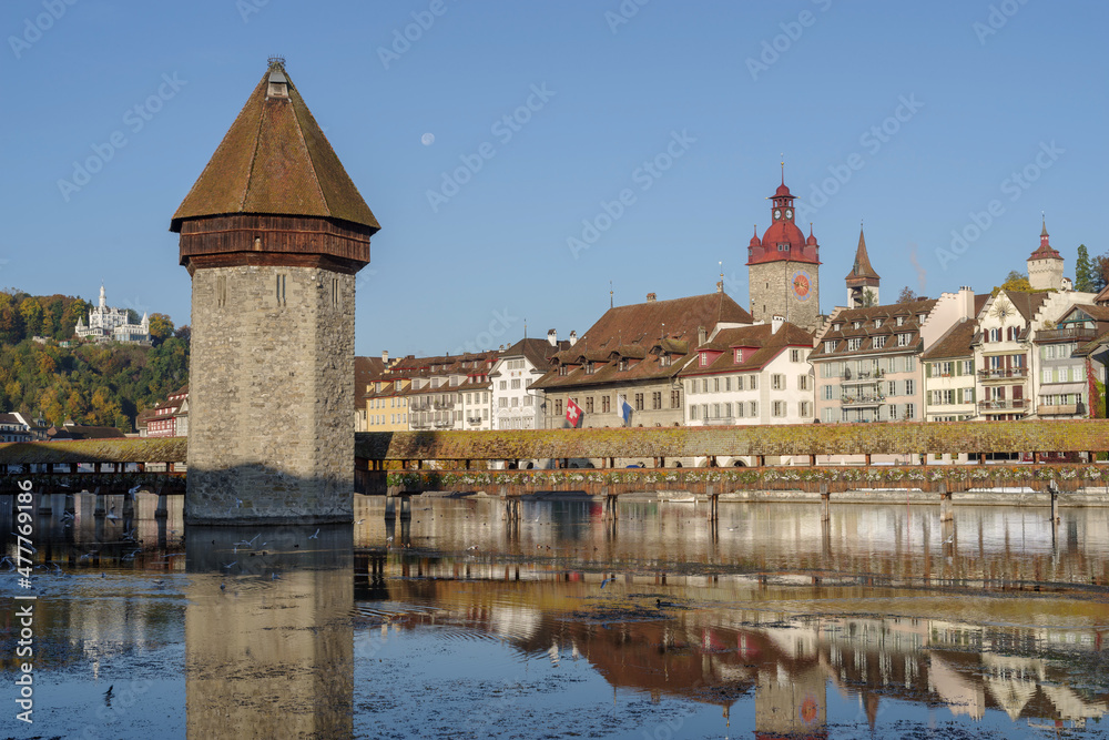 Lucerne panorama view with Chapel Bridge