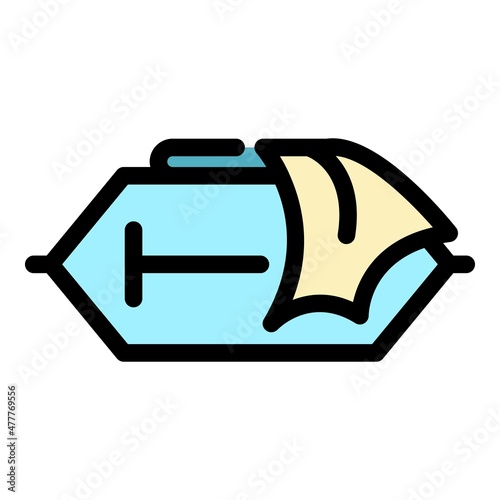 Wet tissue box icon. Outline wet tissue box vector icon color flat isolated