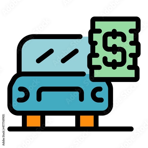 Hire car rent icon. Outline hire car rent vector icon color flat isolated