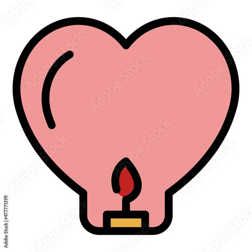 Heart floating lantern icon. Outline heart floating lantern vector icon color flat isolated