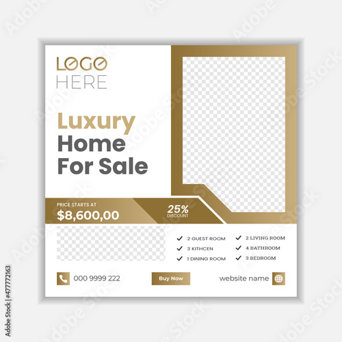 Real estate business social media post and square web banner and flyer template