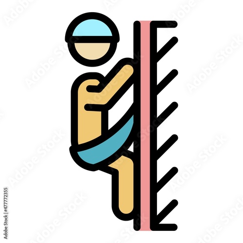 Builder high working icon. Outline builder high working vector icon color flat isolated