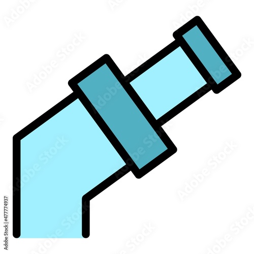 Plastic pipe icon. Outline plastic pipe vector icon color flat isolated