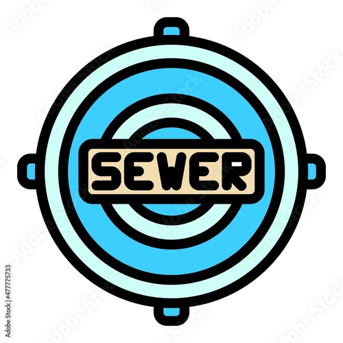 Manhole cover cap icon. Outline manhole cover cap vector icon color flat isolated
