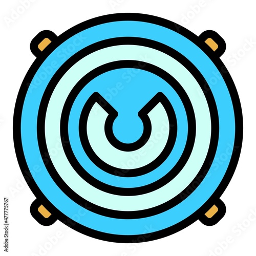 Round manhole cover icon. Outline round manhole cover vector icon color flat isolated