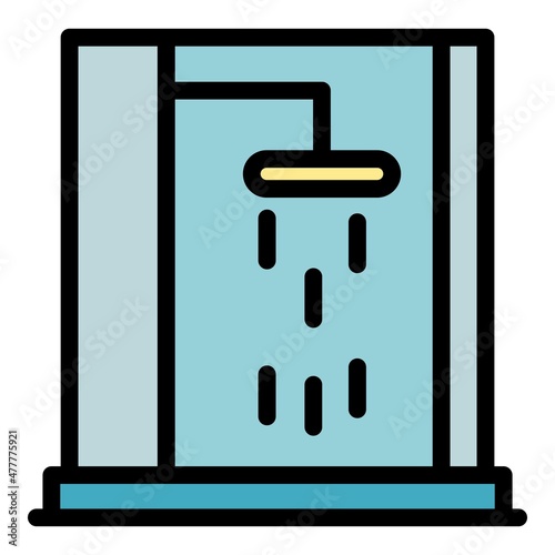 Plastic shower stall icon. Outline plastic shower stall vector icon color flat isolated