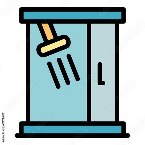 Washroom cabin icon. Outline washroom cabin vector icon color flat isolated