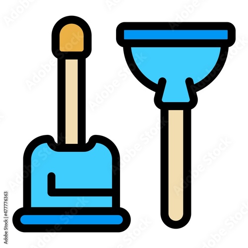 Toilet hand pump icon. Outline toilet hand pump vector icon color flat isolated