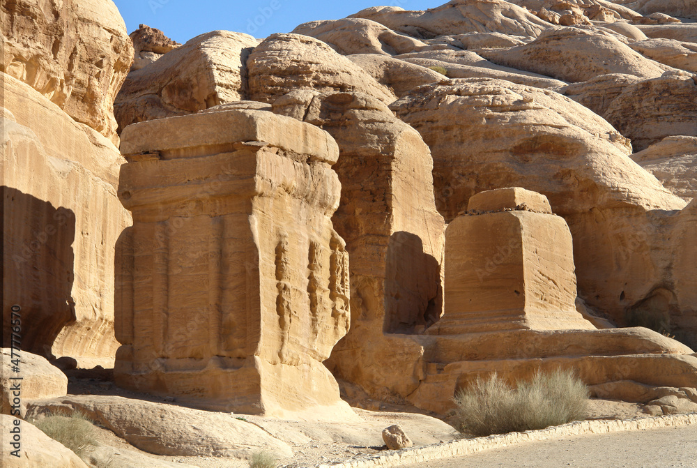 Tombs of stone  in Petra, Jordan