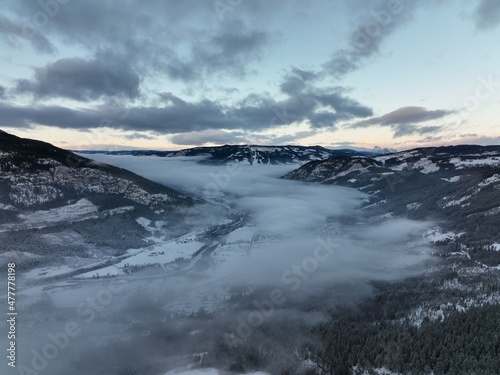 Air photo from Gol, Norway. Hallingdal in December. Cold, but not a lot of snow. 
