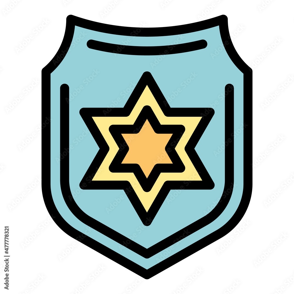 Police badge icon. Outline police badge vector icon color flat isolated