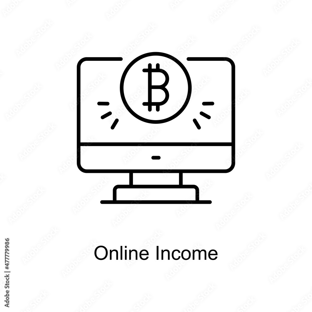 Online Income vector outline icon for web isolated on white background EPS 10 file Online Income vector outline icon for web isolated on white background EPS 10 file