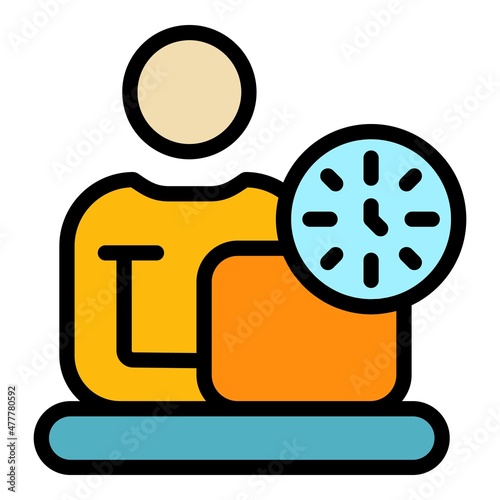 Flexible job icon. Outline flexible job vector icon color flat isolated
