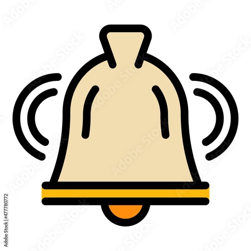 Bell alarm icon. Outline bell alarm vector icon color flat isolated
