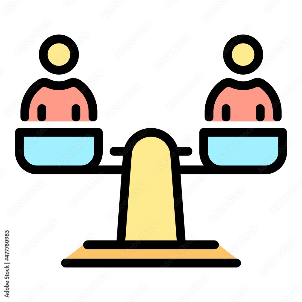 Scale and people icon. Outline scale and people vector icon color flat isolated Scale and people icon. Outline scale and people vector icon color flat isolated