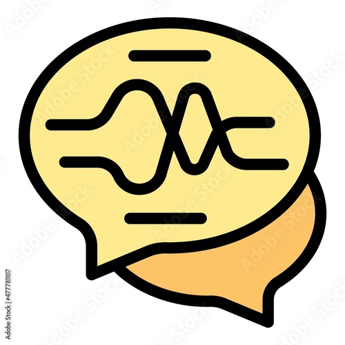 Voice recognition icon. Outline voice recognition vector icon color flat isolated