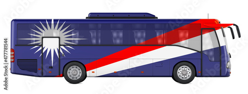 Bus travel in Marshall Islands  Marshallese bus tours  concept. 3D rendering