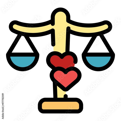 Self-esteem balance icon. Outline self-esteem balance vector icon color flat isolated